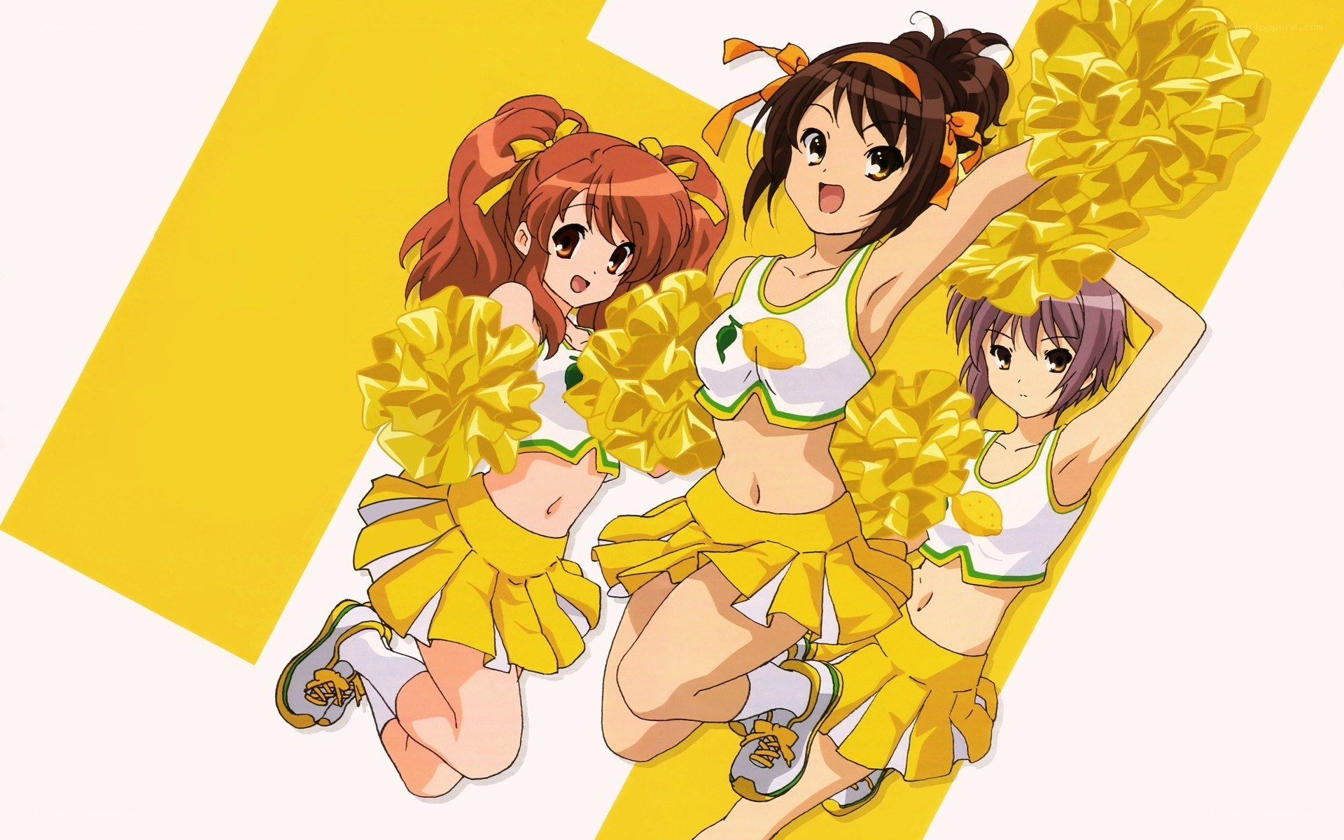 cheerleaders with pom-poms