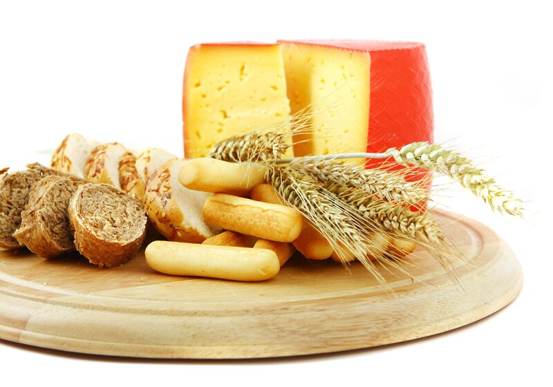 Cheese and Bread on Board — Yellow