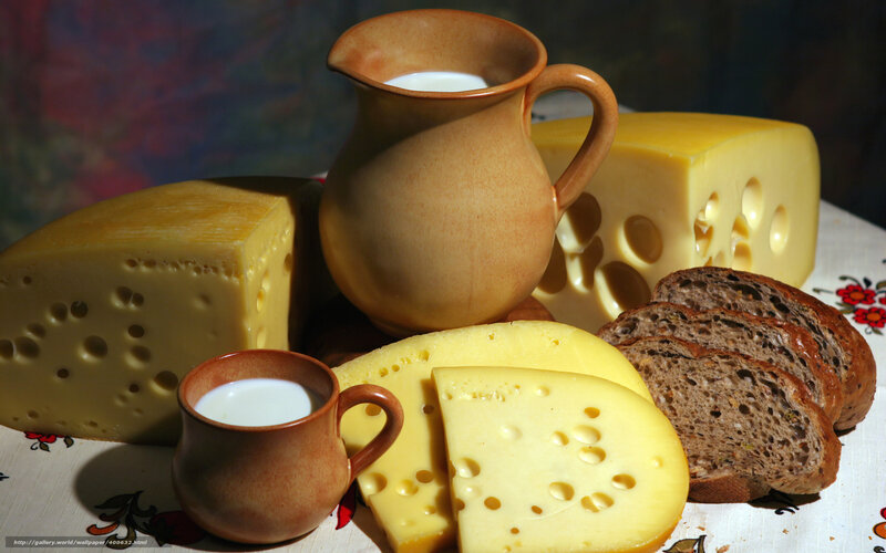 Cheese and Bread on Table — Yellow