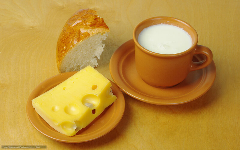 Cheese and Bread with Milk — Yellow, Simple