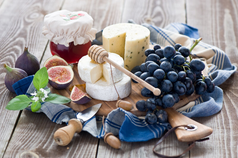 Cheese and Fruit Platter — Blue