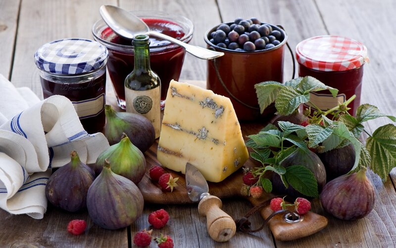 Cheese and Fruit Platter — Brown, Rustic, Photograph, Figs