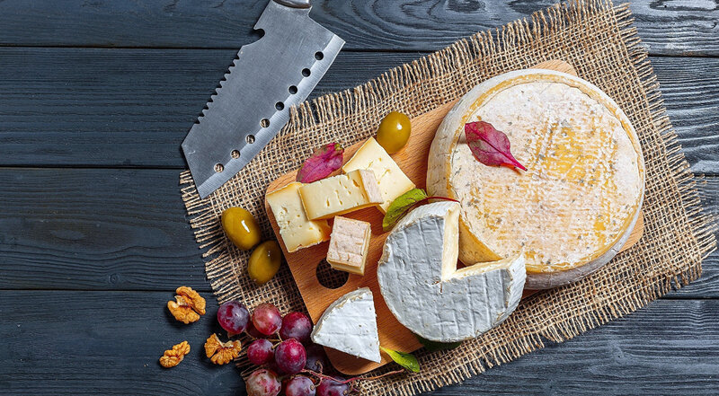 Cheese and Fruit Platter — Brown, Rustic, Photograph, Grapes, Walnuts