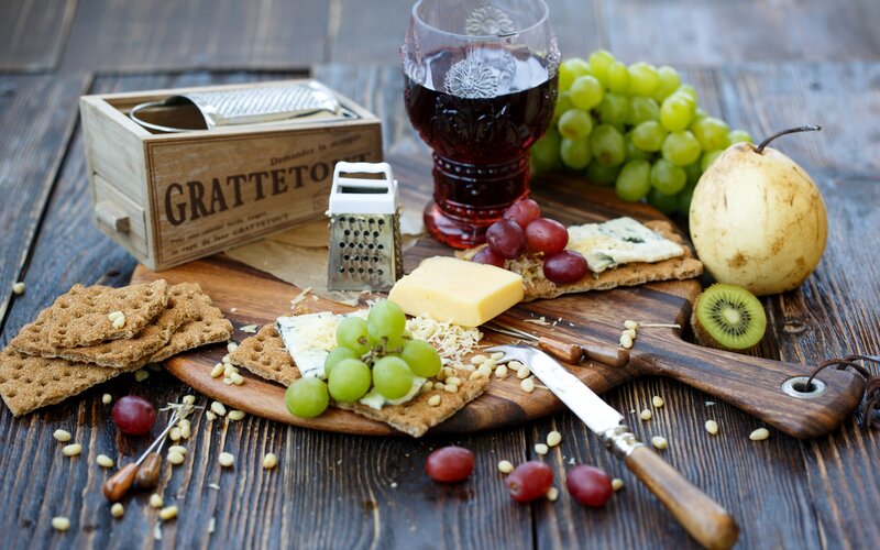Cheese and Fruit Platter — Brown, Rustic