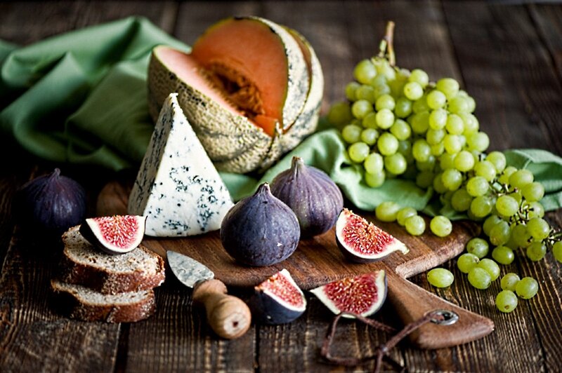 Cheese and Fruit Platter — Brown