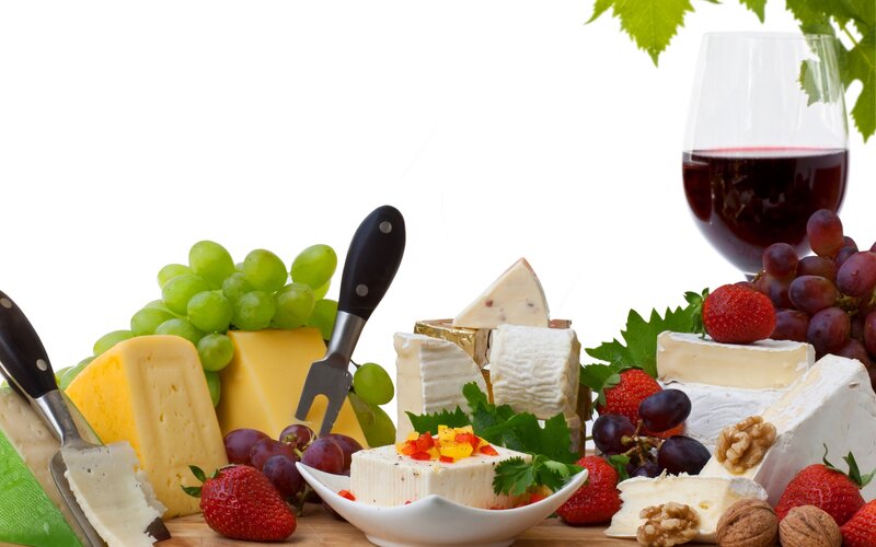 Cheese and Fruit Platter — White, Abundant