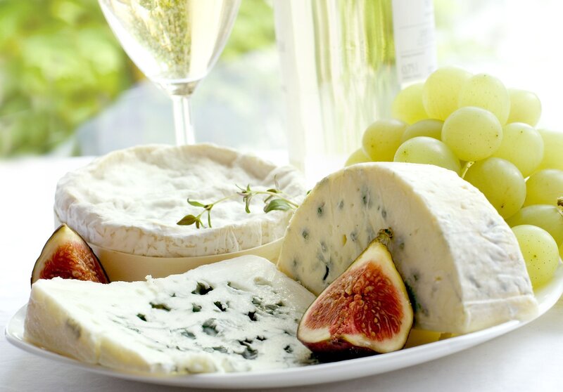 Cheese and Fruit Platter — White, Calm, Afternoon
