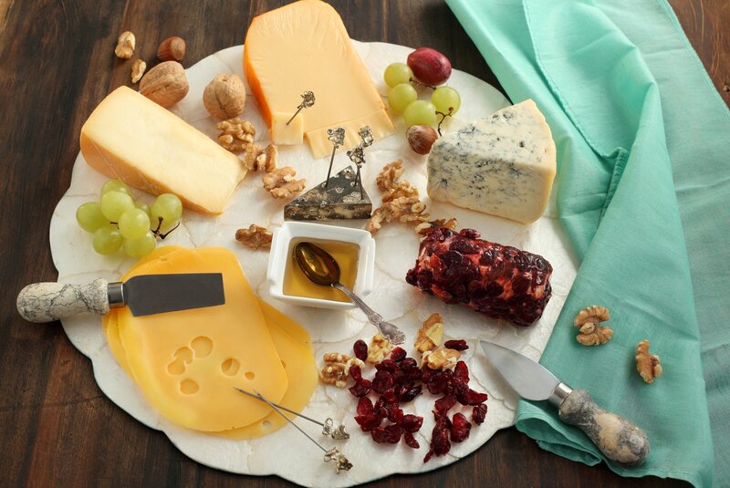 Cheese and Fruit Platter — White, Calm