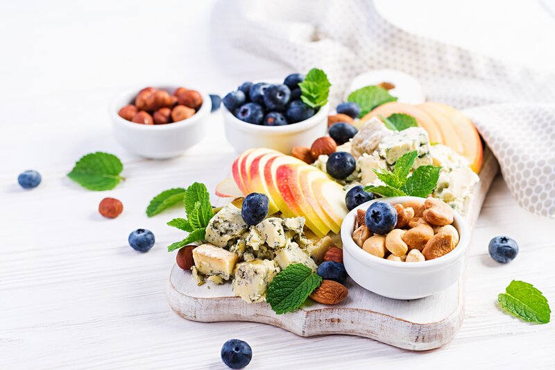 Cheese and Fruit Platter — White, Fresh, Morning
