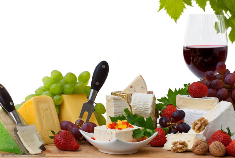 Cheese and Fruit Platter — White, Fresh