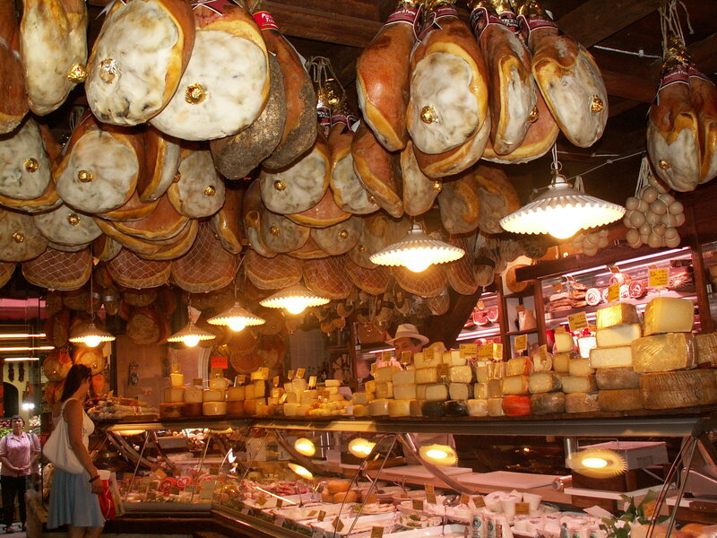 Cheese and ham market stall