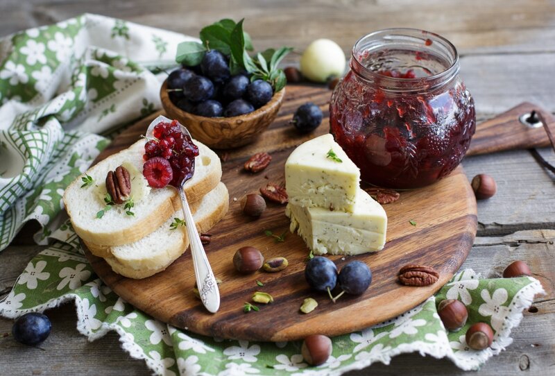 Cheese and Jam on Bread