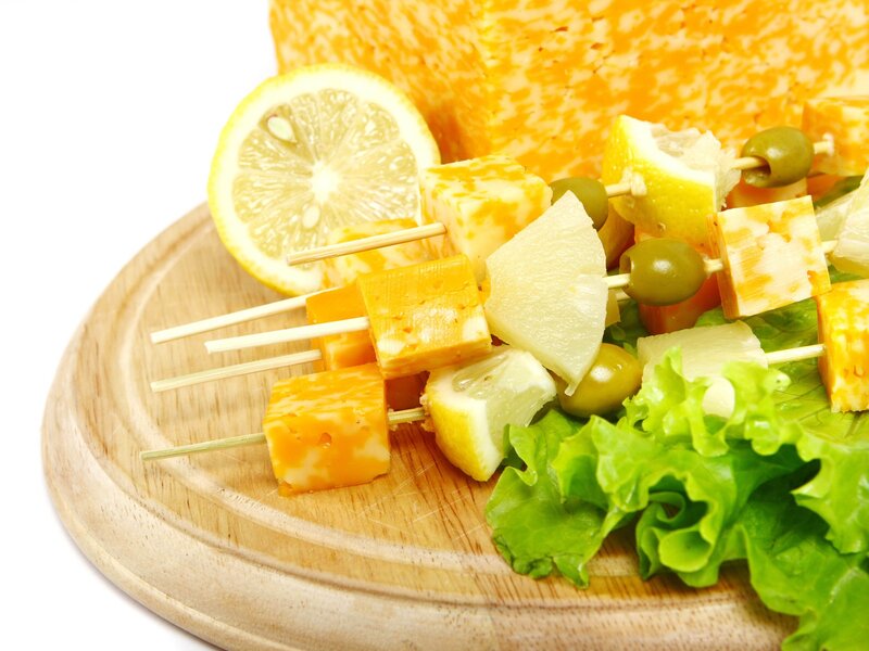 Cheese and lemon skewers