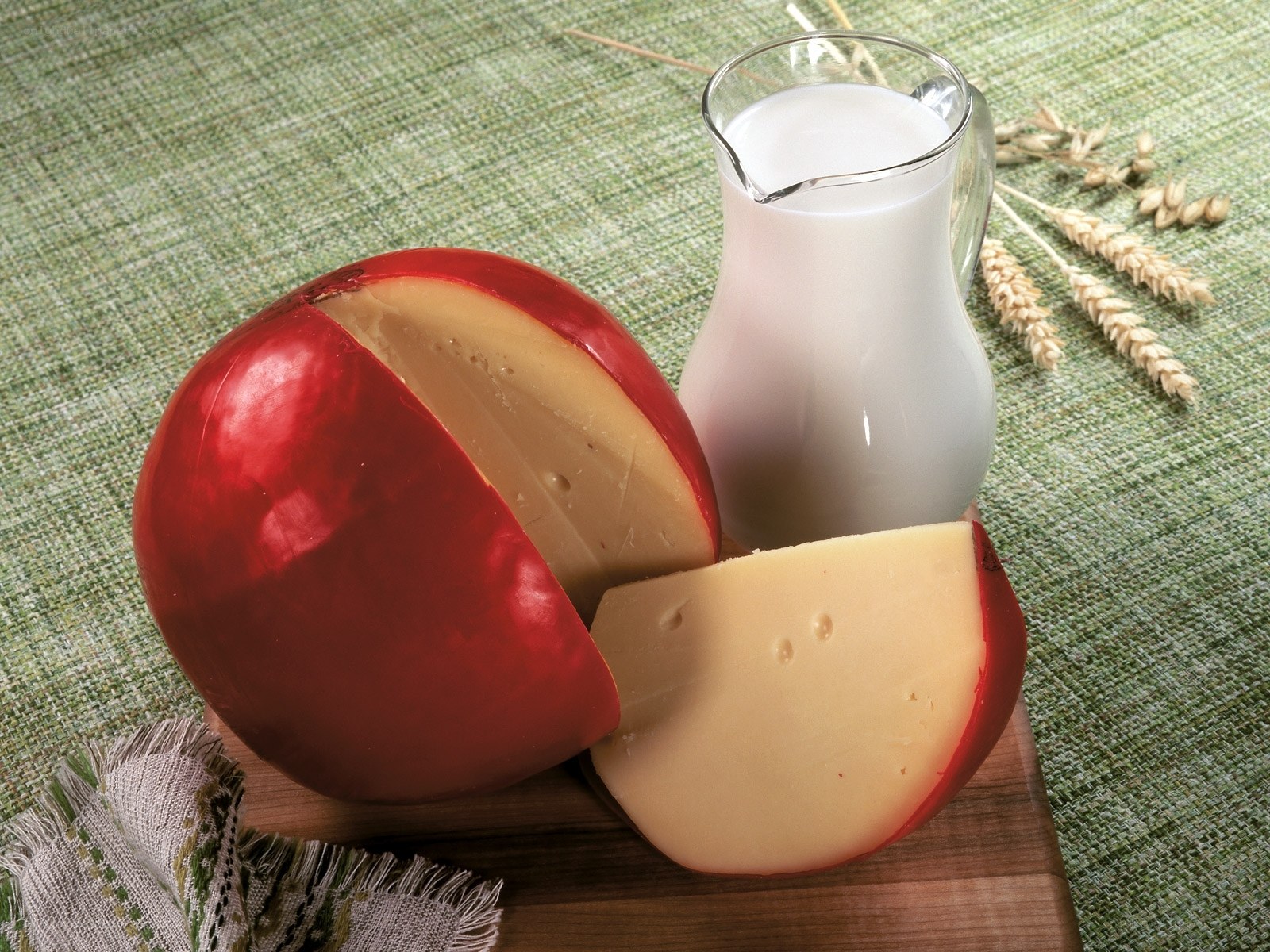 cheese and milk on table