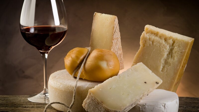 Cheese and Wine Arrangement — Brown