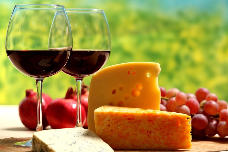 Cheese and Wine Arrangement — Yellow