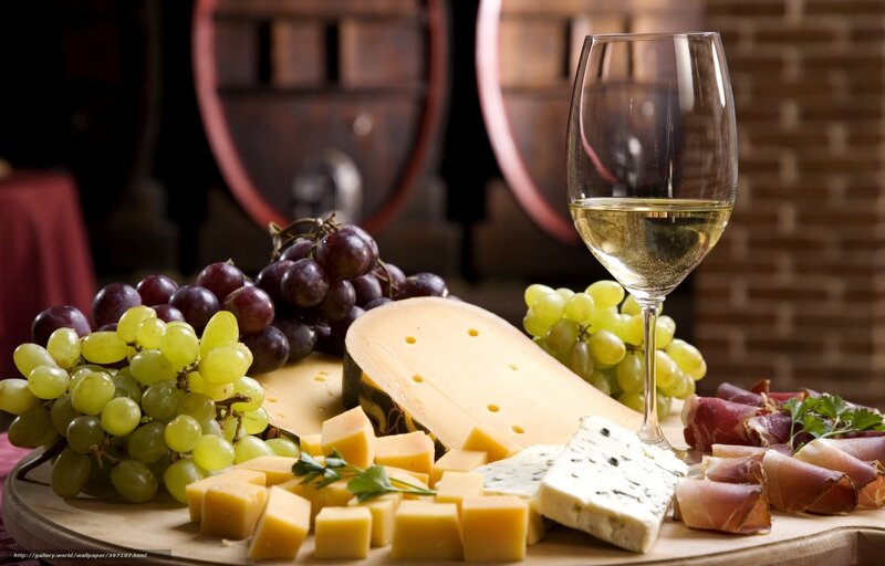 Cheese and Wine Platter — Brown, Rustic, Photograph, Grapes, Prosciutto