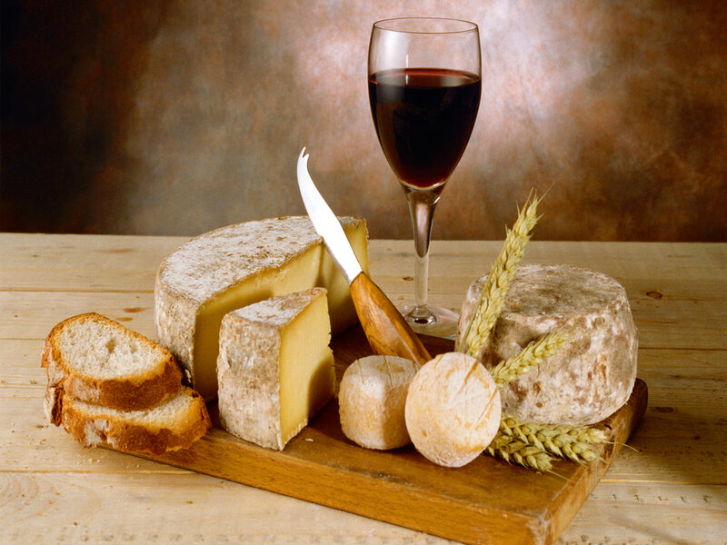 Cheese and Wine Platter — Brown, Rustic