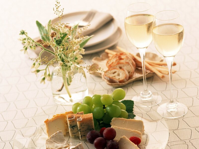 Cheese and Wine Platter — White