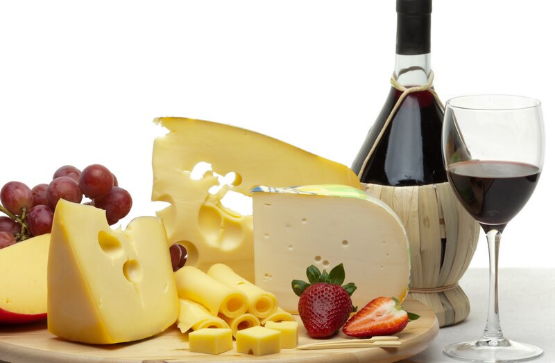 Cheese and Wine Platter — Yellow, Calm, Photograph