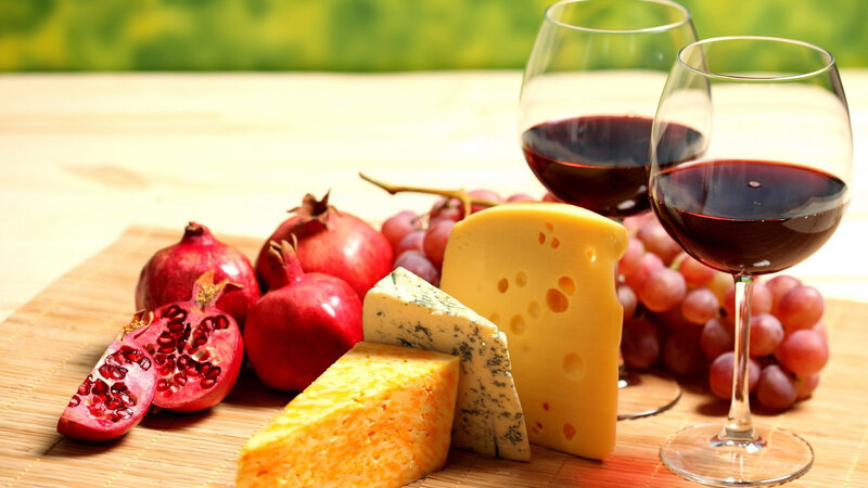 Cheese and Wine Platter — Yellow, Calm