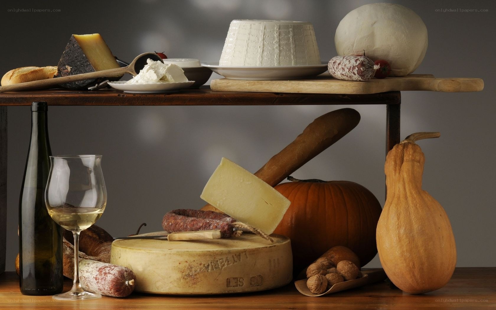 Cheese and wine still life