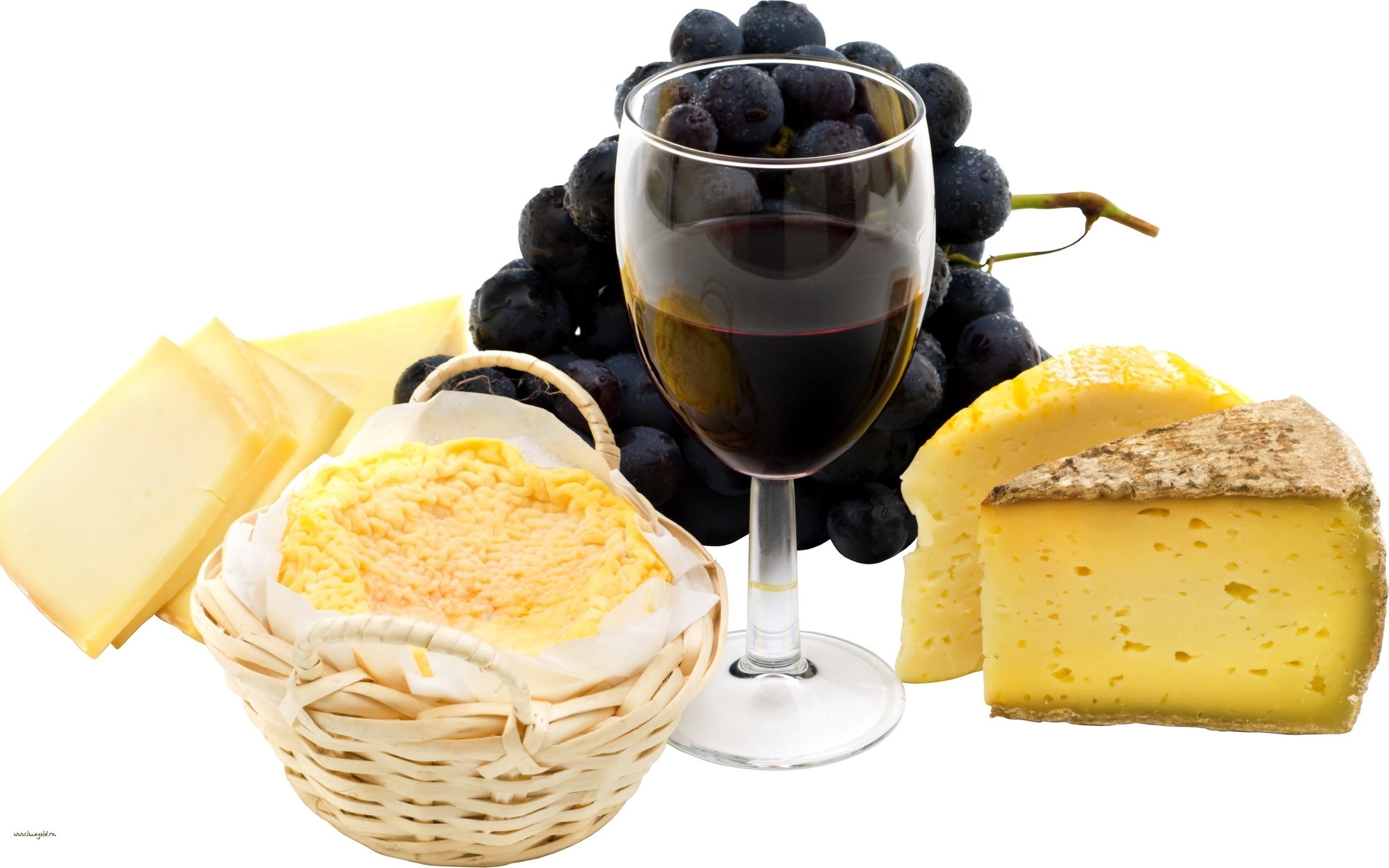 cheese and wine with grapes