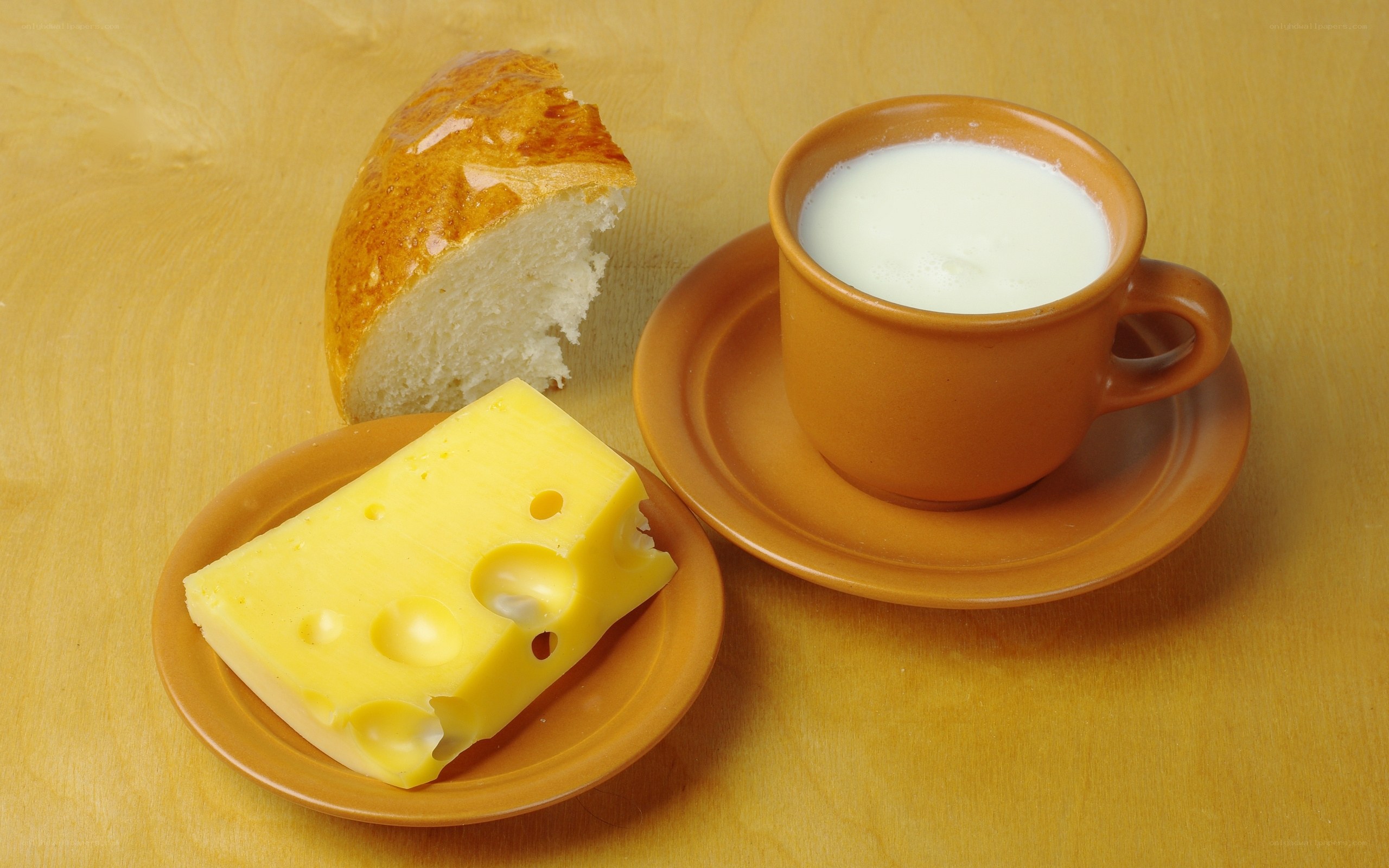 cheese, bread, and milk