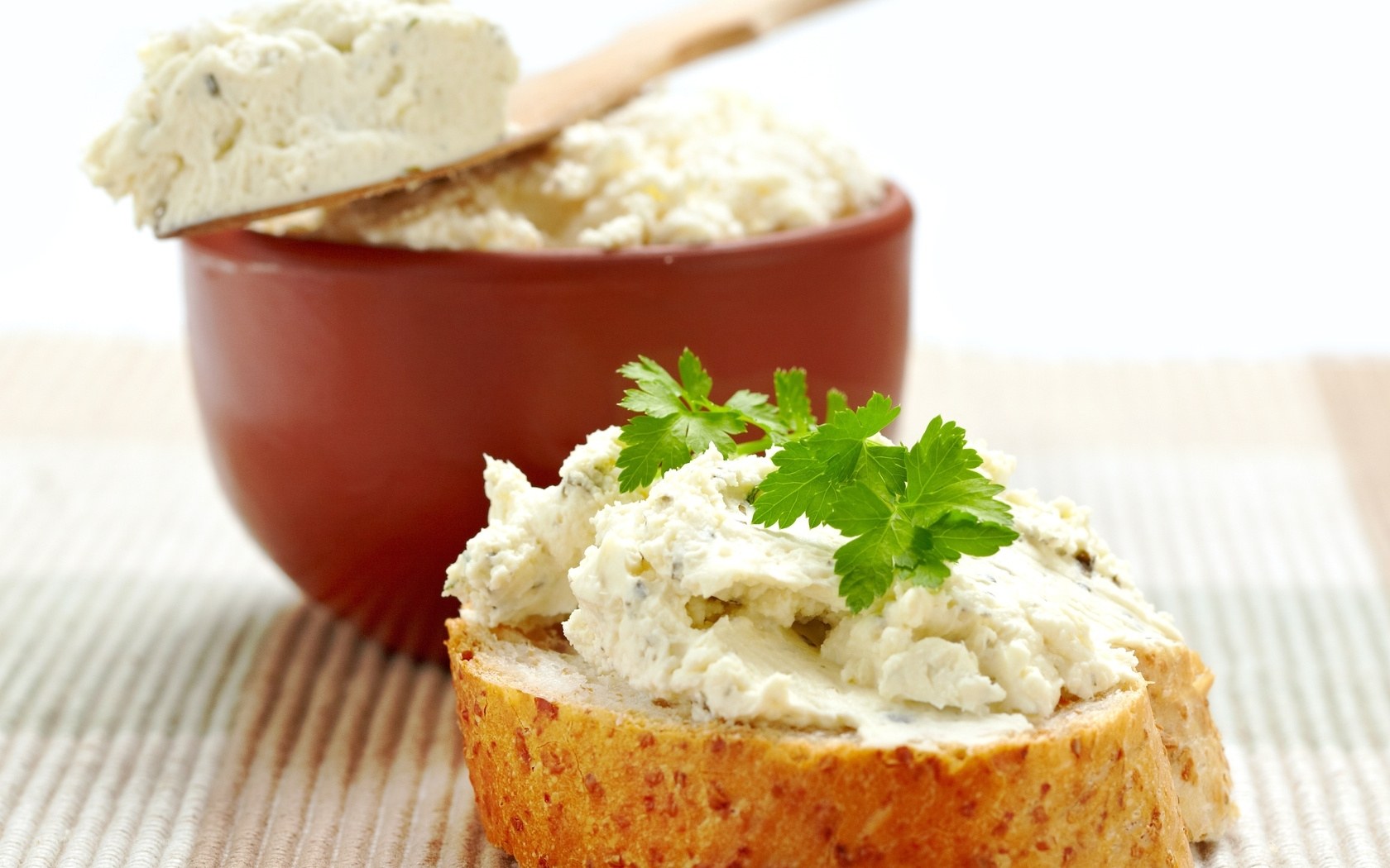 cheese spread on bread