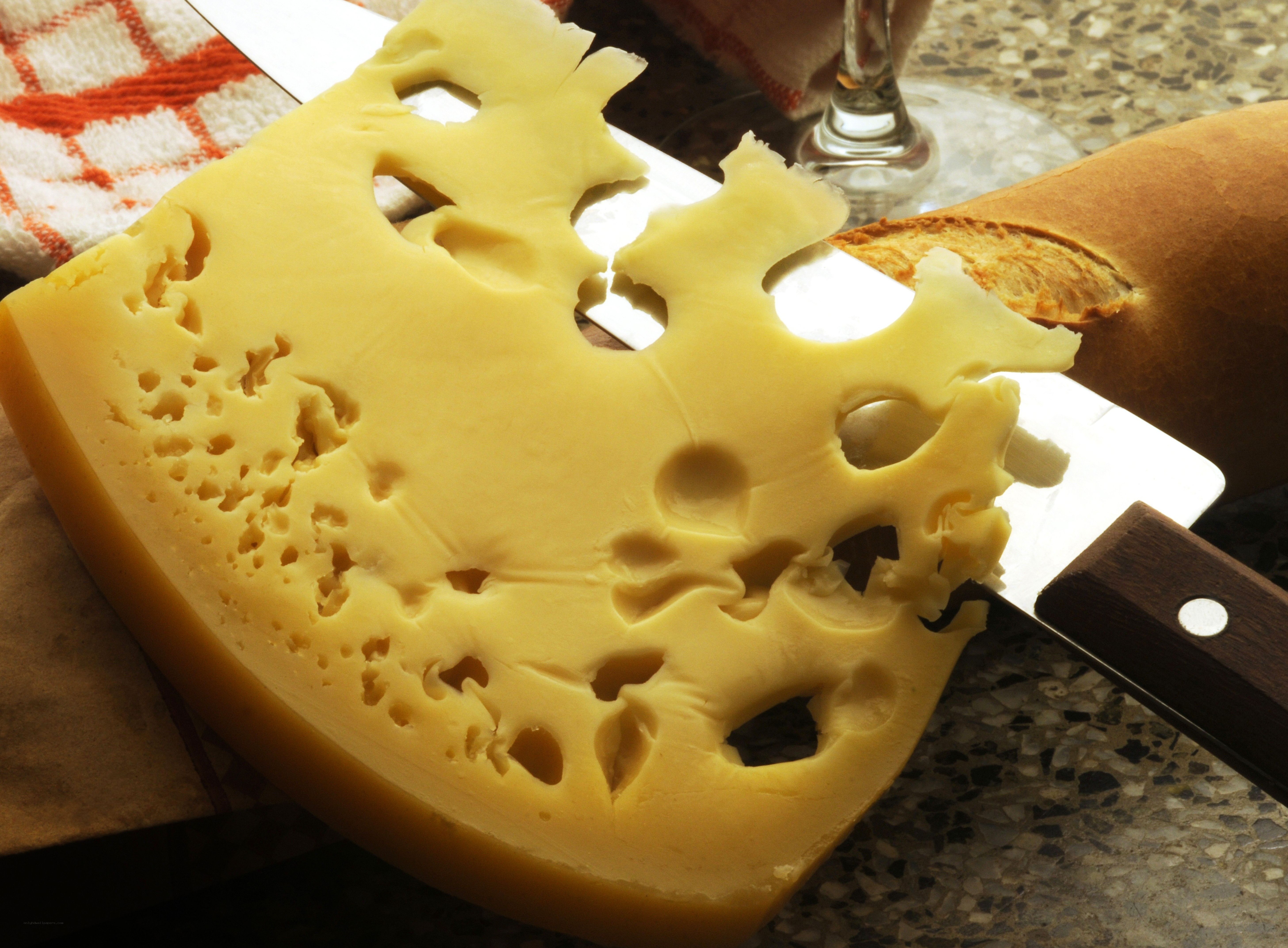 cheese with holes and bread