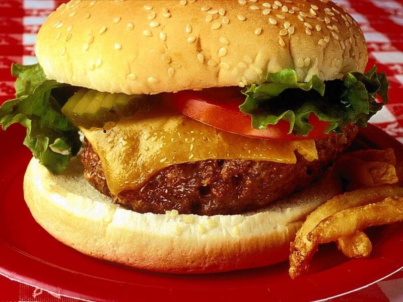 cheeseburger with fries