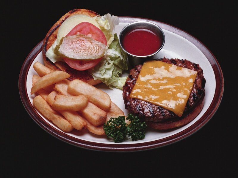 cheeseburger with fries
