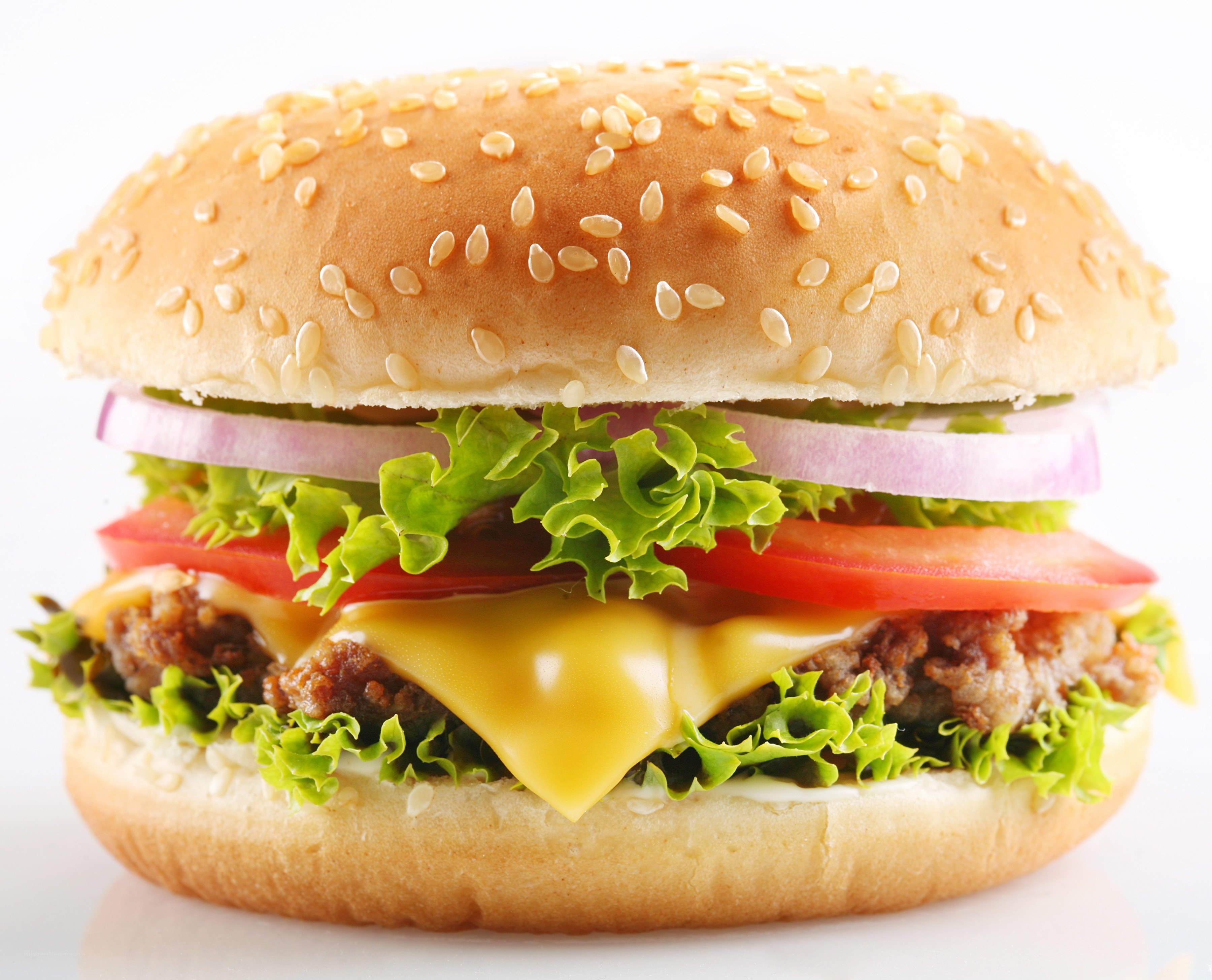 cheeseburger with lettuce and tomato