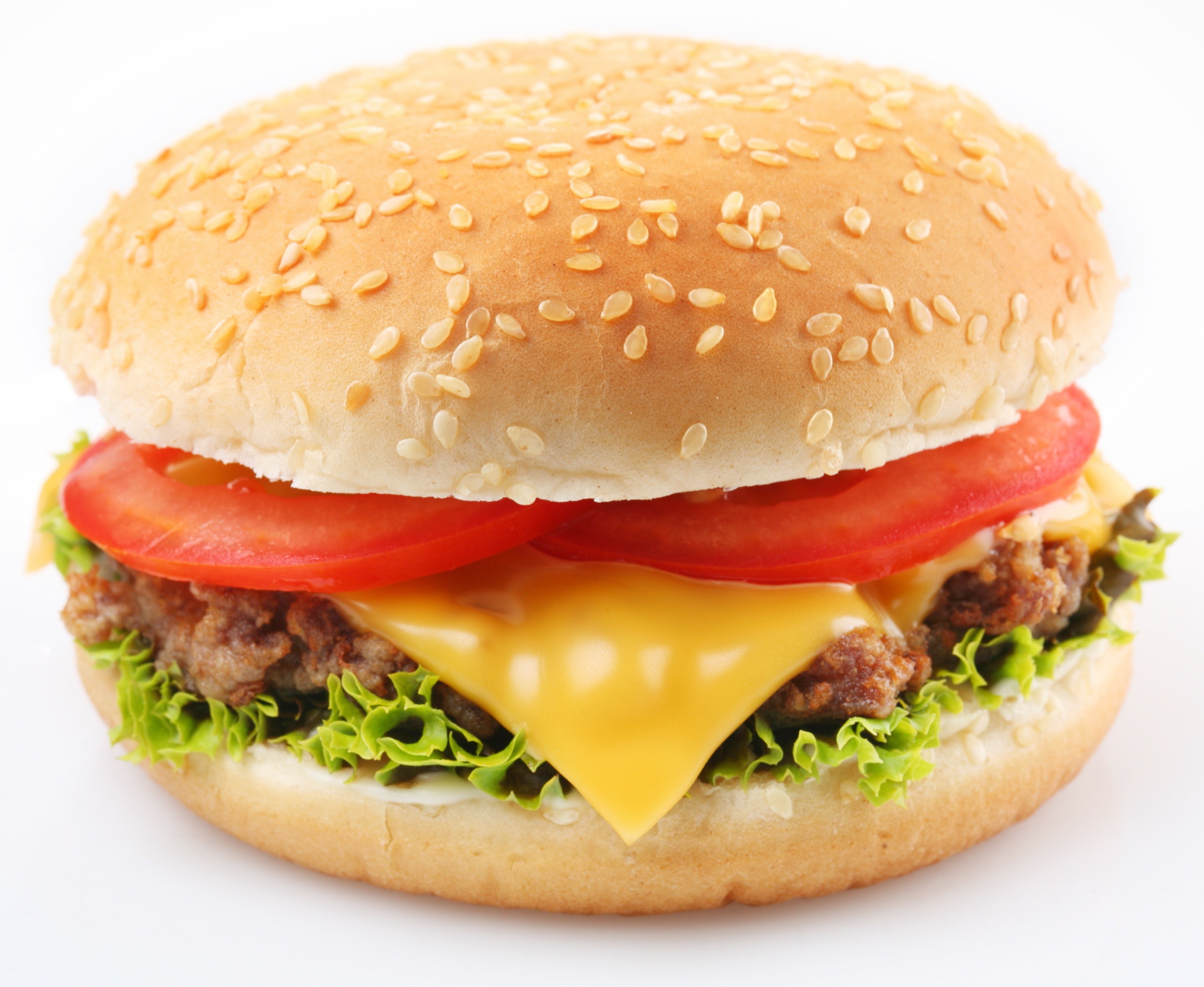 cheeseburger with tomato and lettuce