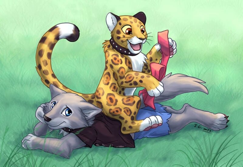 Cheetah Cub on Wolf