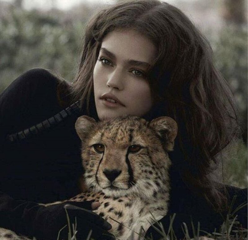 Cheetah Cub with Woman