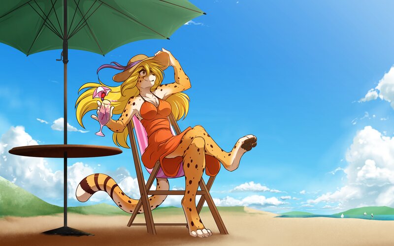 Cheetah Girl on Beach