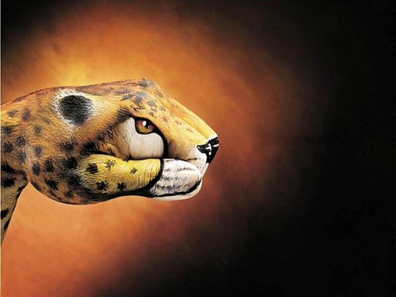 cheetah hand painting