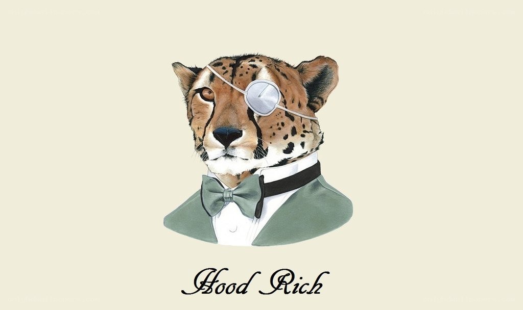 Cheetah in a suit with eyepatch