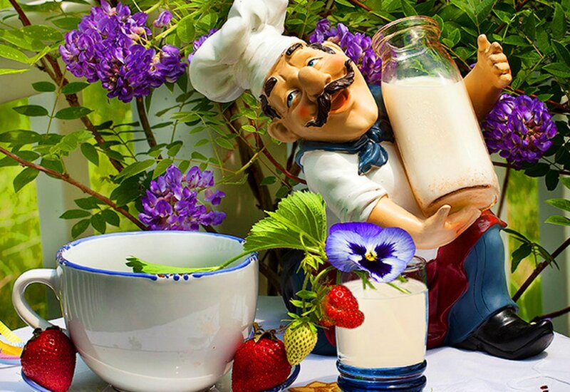 Chef Figurine with Milk