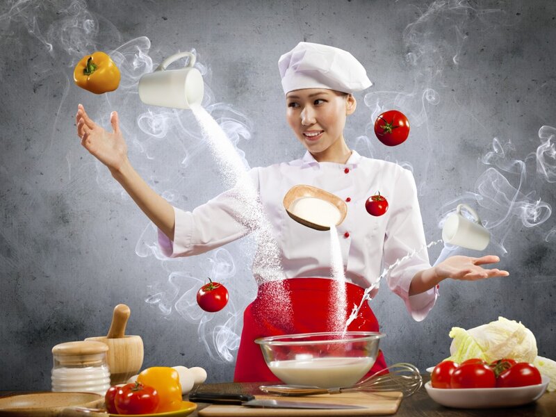 Chef Juggling Ingredients