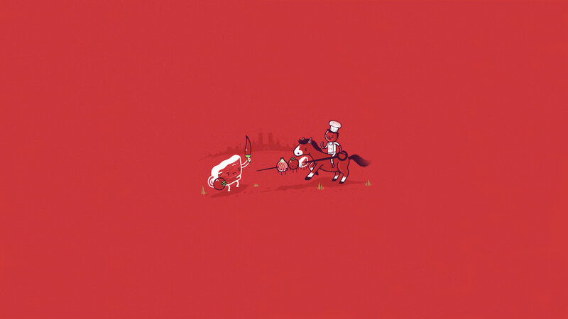 Chef on Horse with Meat