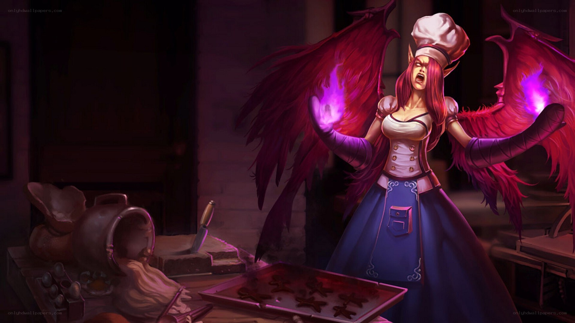 Chef with fiery wings