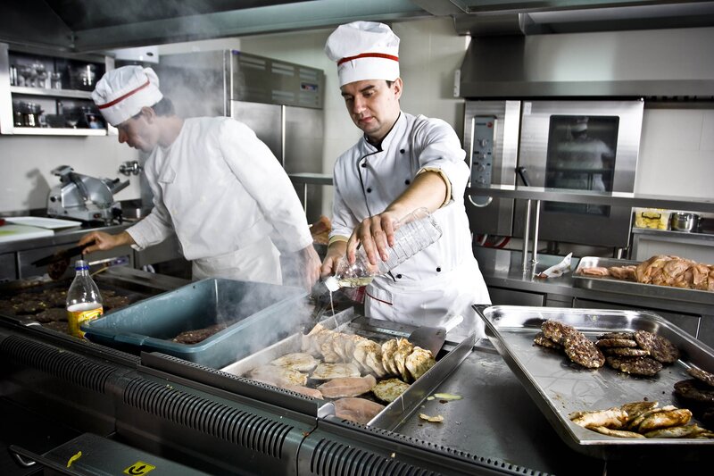Chefs cooking in a kitchen