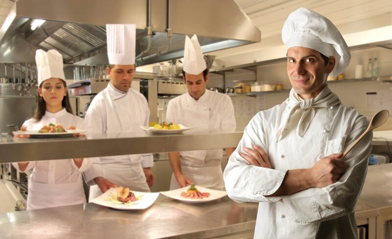 Chefs in a professional kitchen