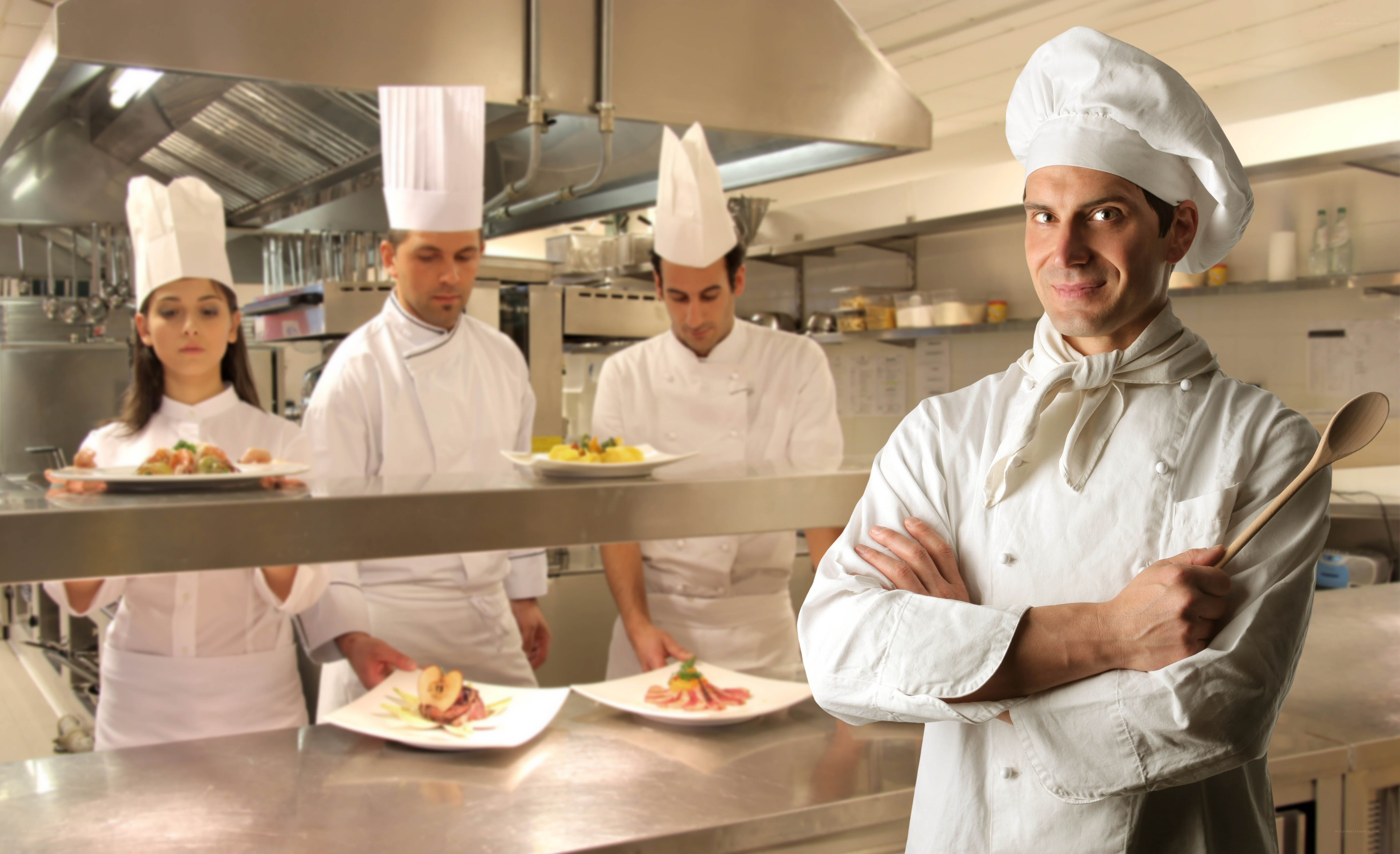 Chefs in a professional kitchen