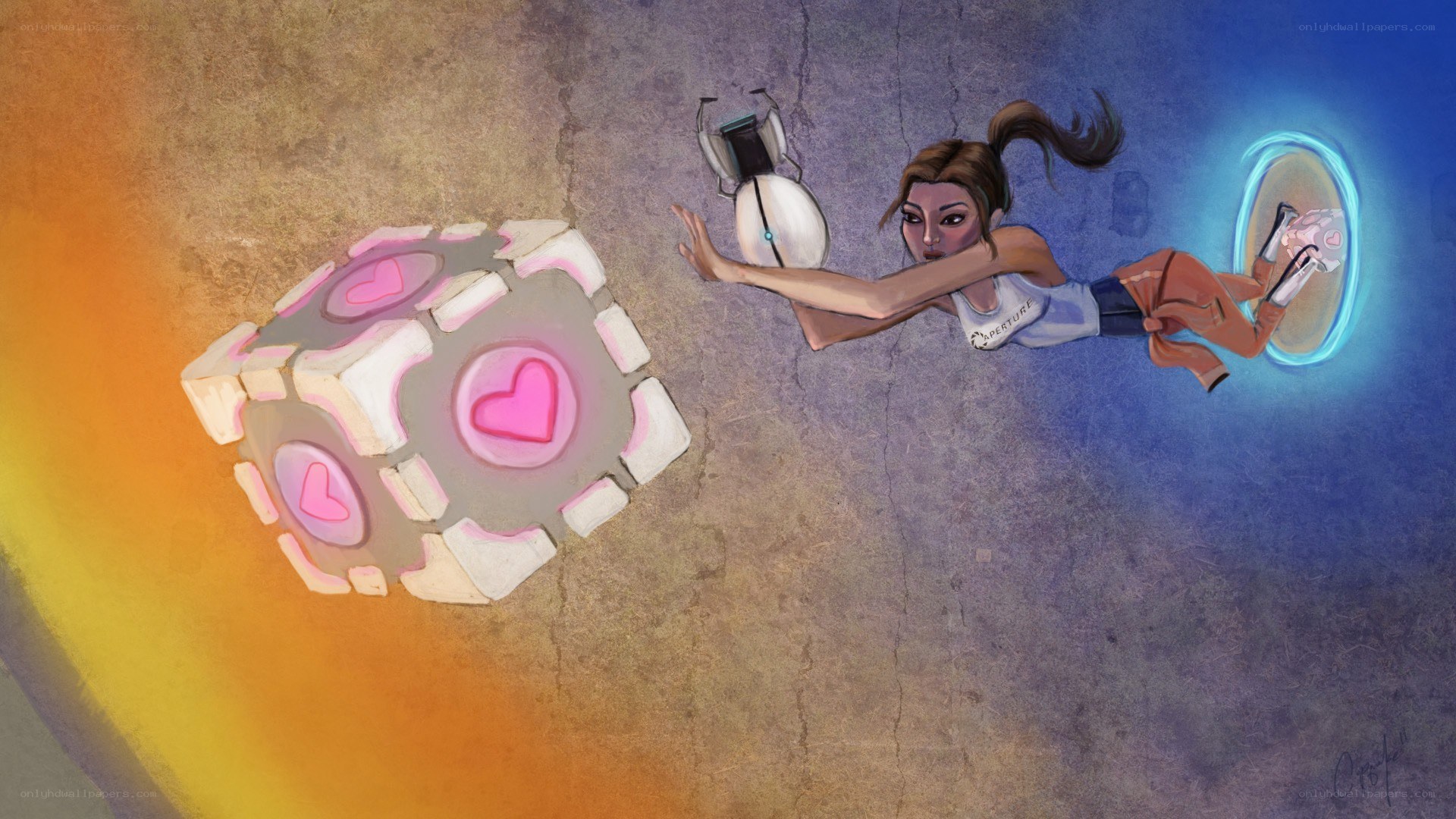 Chell and the Companion Cube