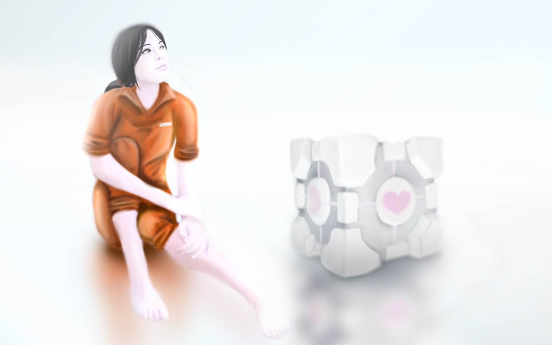 Chell and the Companion Cube
