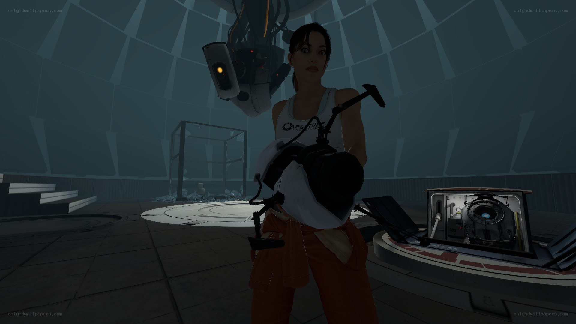 Chell in Aperture Lab