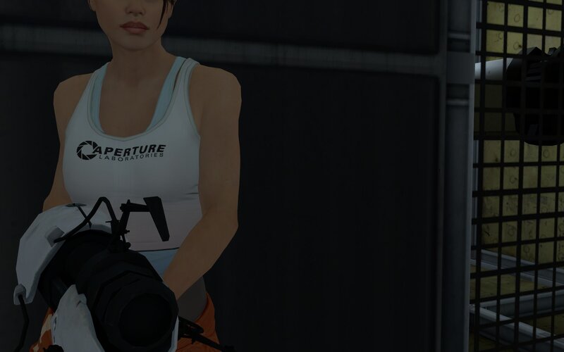 Chell in Aperture Lab